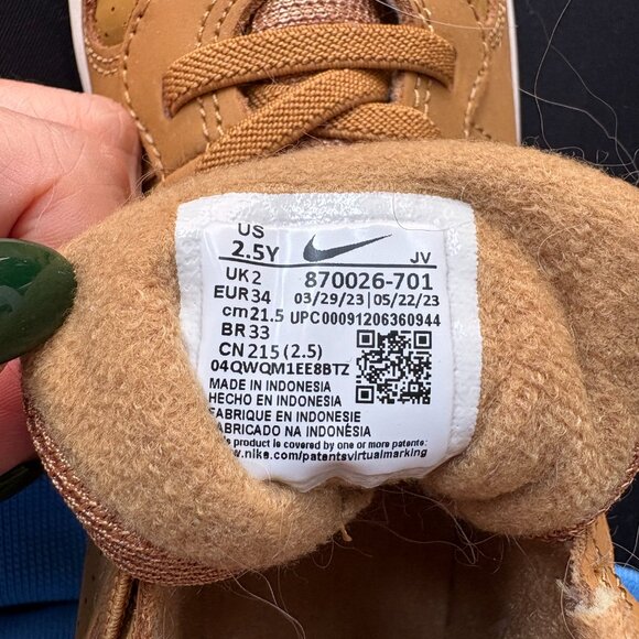 Nike Court Borough Mid Brown High Top Sneaker Shoes Size 2.5Y Younger Kids - Picture 9 of 12